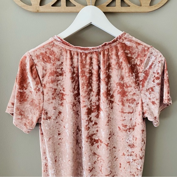 POL Velvet V-Neck Tee Shirt Pink Sz Small - Picture 7 of 8